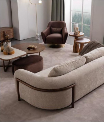 Brown Luxury Lounge Armchair Modern Design Upholstery Furniture Living room