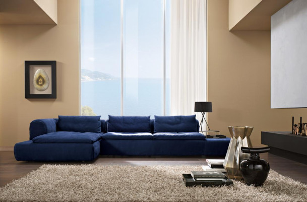 Corner sofa L-shape Furniture Blue Sofas Textile Couch Upholstery Couches Sofa