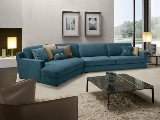 Design Sofa L-shape Upholstery Couch Living room Furniture Corner sofa Textile Blue