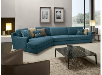 Design Sofa L-shape Upholstery Couch Living room Furniture Corner sofa Textile Blue