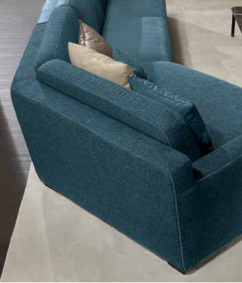 Design Sofa L-shape Upholstery Couch Living room Furniture Corner sofa Textile Blue