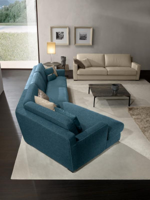Design Sofa L-shape Upholstery Couch Living room Furniture Corner sofa Textile Blue
