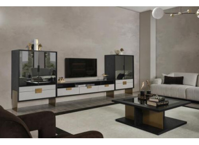 Wall unit TV wardrobe 2x display case living room set living furniture new white 3 pieces.