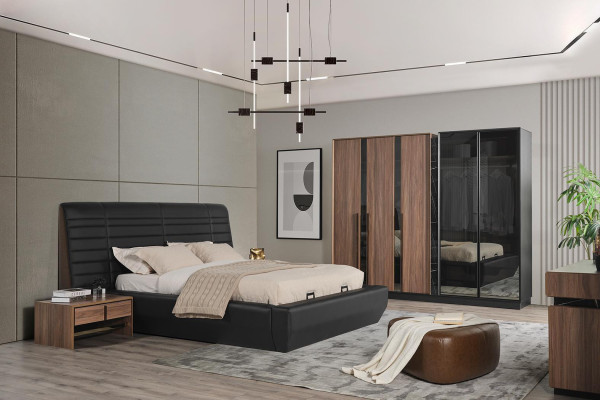 Bedroom Set Bed 2xNight Tables Wardrobe 4-piece Design Luxury new