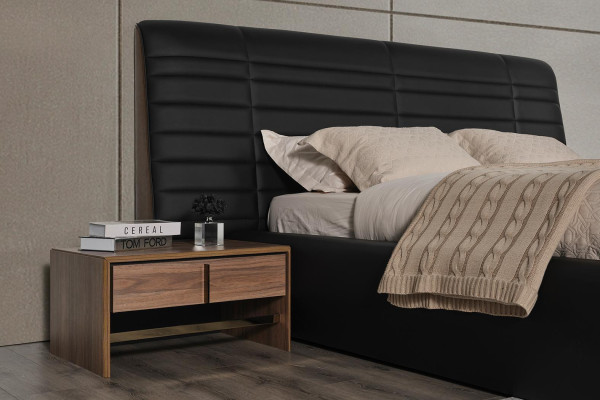 Bedroom Set Bed 2x Bedside tables Black Luxury new 3tlg Design Wood