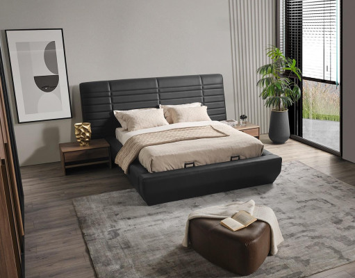 Bedroom Set Bed 2x Bedside tables Black Luxury new 3tlg Design Wood