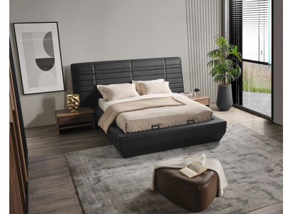 Bedroom Set Bed 2x Bedside tables Black Luxury new 3tlg Design Wood