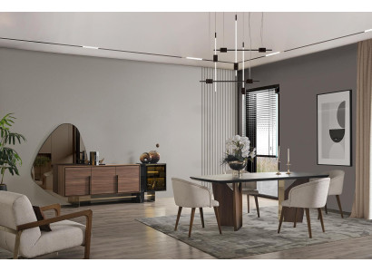 Dining room set Dining set Dining table Sideboard-with Mirror Modern 8-piece