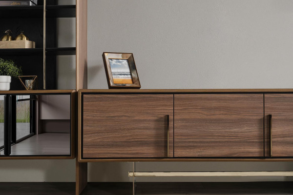 Living room Wall unit TV Lowboard Display case Bookshelf Wood Furniture Modern