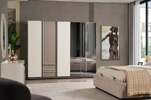 Bedroom Set Bed 2x Bedside tables Wardrobe Luxury new 4-piece