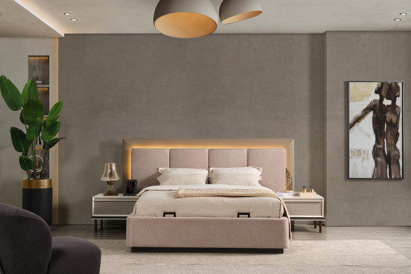 Bedroom Set Bed 2x Bedside tables Wardrobe Luxury new 4-piece