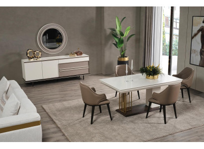 Dining room set Dining set Dining table 4x Chairs Sideboard+ Mirror 7 pieces