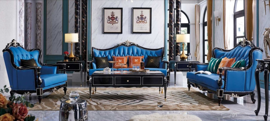 Black Sofa set Wood Sofa Couch Furniture Chesterfield Sets Furniture Baroque