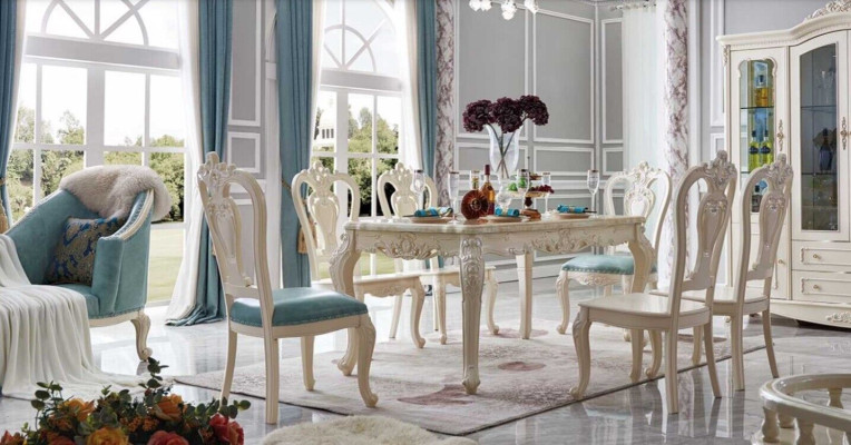 Classic s Dining room Set Table + 6 Chairs Complete e Dining set Furniture Baroque