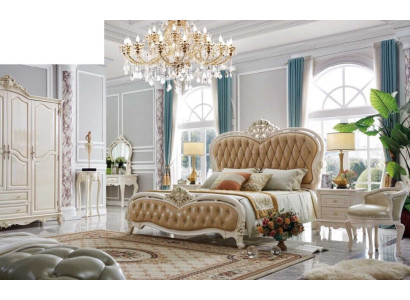 Classic s Bedroom Hotel Bed Baroque Furniture Beds Suite Bedside table 3-piece