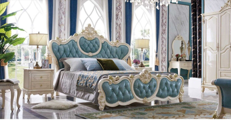 Classic s Bedroom Suite Hotel Bed Baroque Furniture Beds Bedside table 3-piece