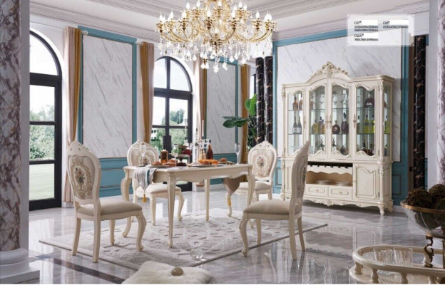 Classic Dining room Suite Table Chair Set Display case Dining set Chairs 6pcs