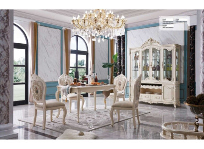 Classic Dining room Suite Table Chair Set Display case Dining set Chairs 6pcs