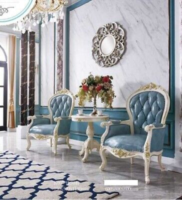 Living room Set Sofa Armchair Chesterfield Side table Baroque Rococo Furniture 3pcs.