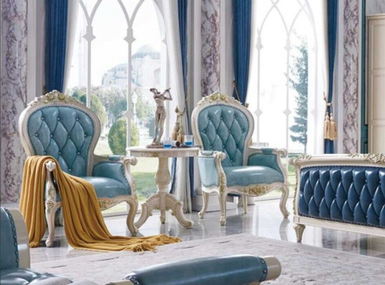Chesterfield Living room Set Sofa Armchair Side table Baroque Rococo Furniture 3pcs.