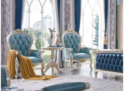 Chesterfield Living room Set Sofa Armchair Side table Baroque Rococo Furniture 3pcs.