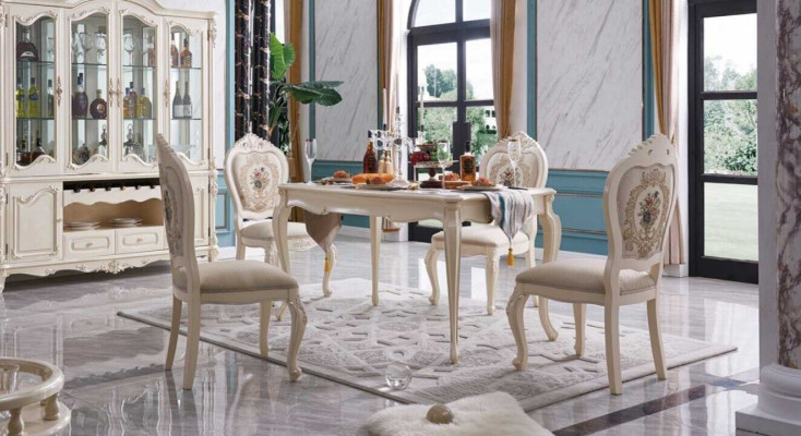 Dining set Dining table Table Group Tables 4x armchair set Chair Round luxury 5-piece