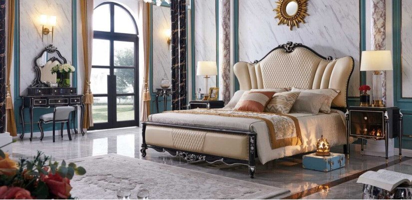 Bedroom Set Bed 2x Bedside table Hotel Beds Consoles 5pcs. Chesterfield new