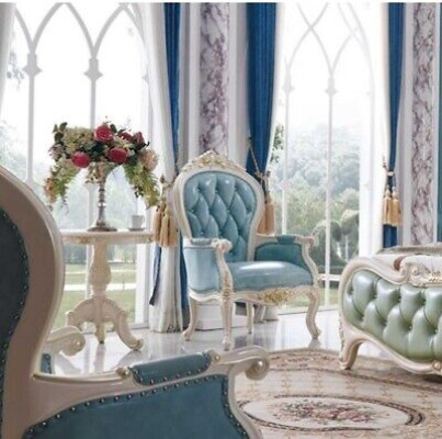 Chesterfield Royal Armchair Blue Baroque Rococo Chair Armchair Sofa Couch