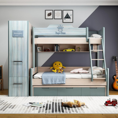 Set Childrens room Childrens bed Wardrobe Bunk youth bed Kids Wood Beds Loft bed