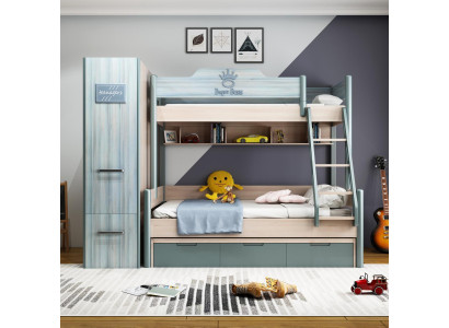 Set Childrens room Childrens bed Wardrobe Bunk youth bed Kids Wood Beds Loft bed
