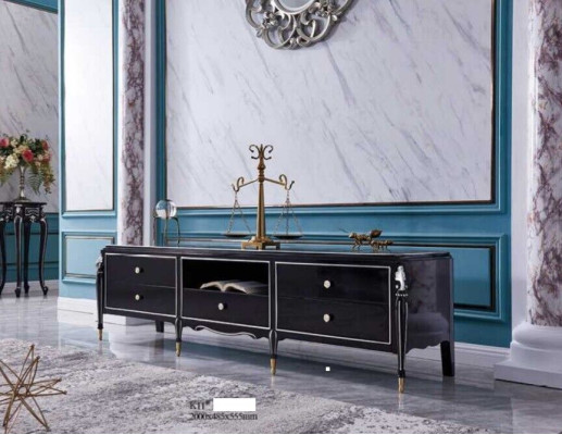 Black TV cabinet sideboard Classic lowboard tv Wood Wardrobe television stand new