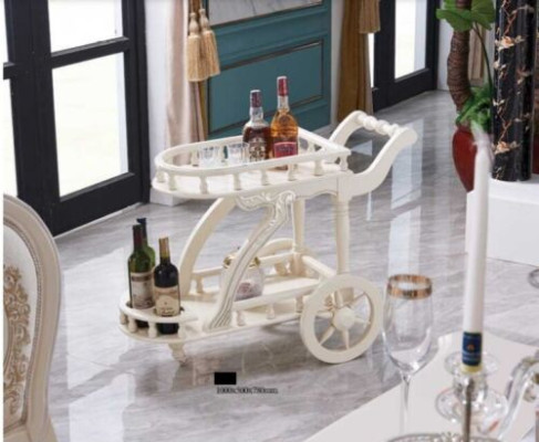 Serving trolley with bottle holder, rollable side table, drinks trolley, tea trolley
