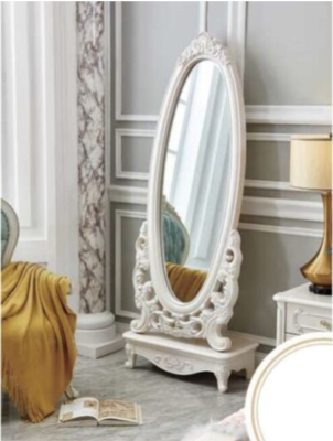 Classic r Design Mirror Large Standing Mirror Baroque Rococo Standing Oval new White