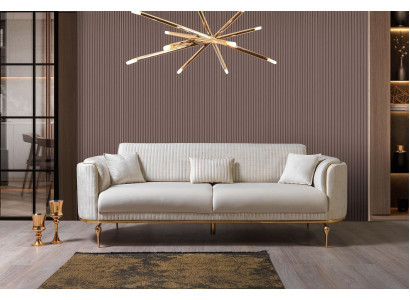 Modern Living room Sofa Luxury White Sofas Upholstered Seat 3 Seater