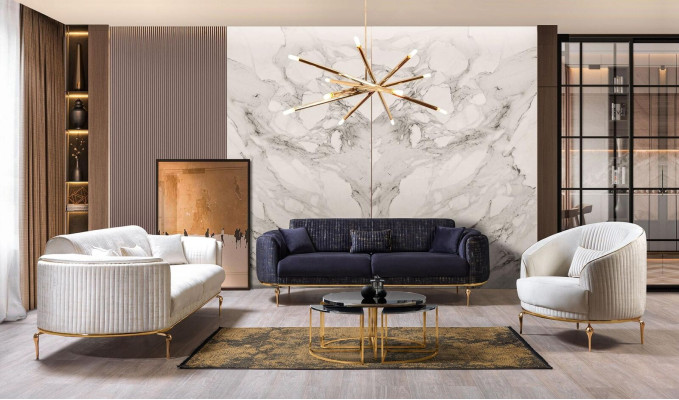Modern Living room Sofa Luxury White Sofas Upholstered Seat 3 Seater