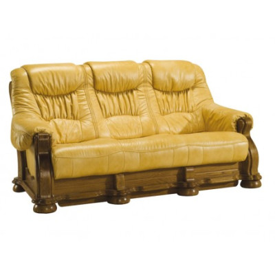 Sofa set Wood Leather 3+2+1 Complete's Set Classic Couch Set Seat Upholstery