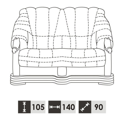 Couch Two-seater Classic Leather Sofa Couch Upholstery Sofa 2 Seater Leather