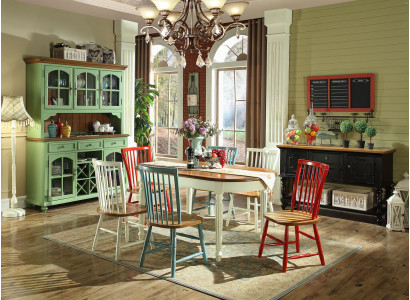Display case Dining table 6x Dining room Set Chair Suite Table Group 8pcs. Set of sideboards
