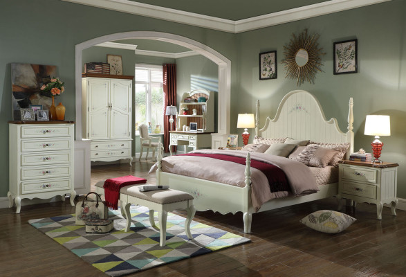 Distinctive white bedroom set in Classic n style