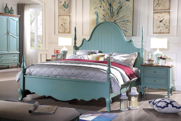Gentle Blue Bedroom Furniture Suite from Solid wood in country house style