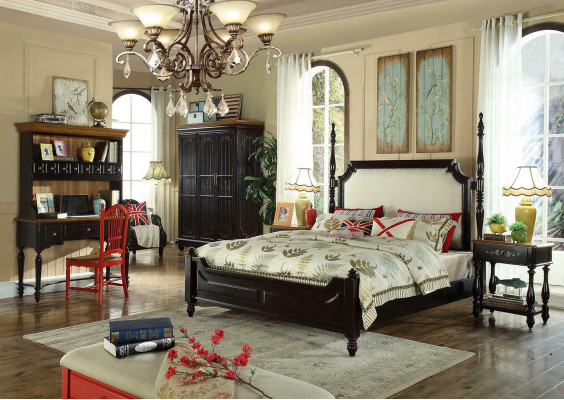 American Wood Beds Luxury Real wood Furniture Bedroom Bed 3pcs. Set new