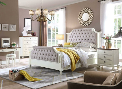Bedroom Complete Set Royal Baroque Bed Dressing table Bedside table 6 pieces.