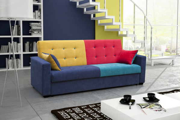 Sofa bed Fabric Sofa Couch Textile Upholstery Suite Bed function 3 Seat new