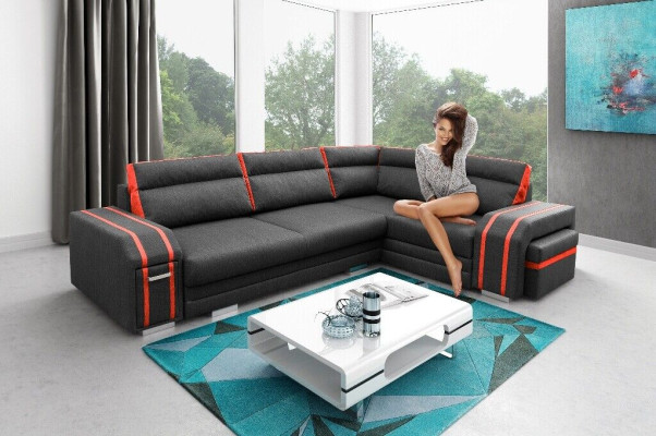 Upholstered sofa Lounge sofa Couch Seating group Living room Cushion Sofa Corner sofa