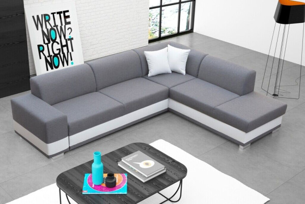 Upholstered sofa Lounge sofa Seating group Couch Living room with cushions L-shape sofa