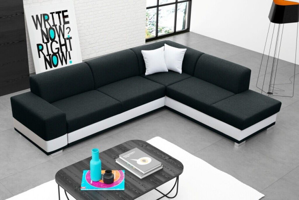 Upholstered sofa Lounge sofa Seating group Couch Living room with cushions L-shape sofa