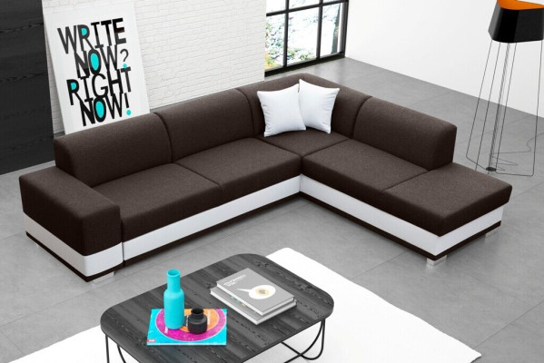 Upholstered sofa Lounge sofa Seating group Couch Living room with cushions L-shape sofa