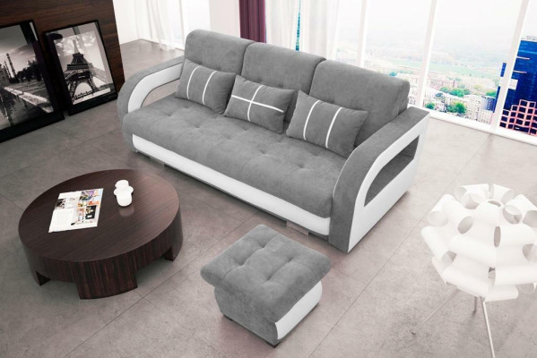 Sofa Couch Upholstery Sofas Couches Sofa bed Bed function 3 Seater + Stool new