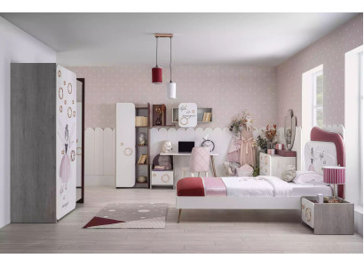 Luxury Childrens room Set Bed Wardrobe Shelf Children Furniture Girls 8pcs