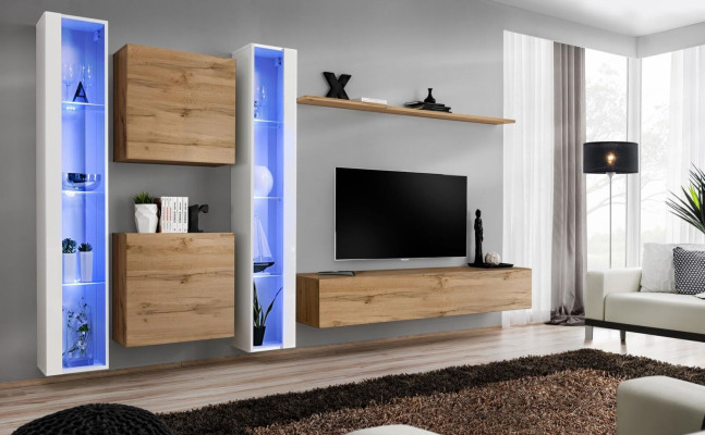 Living room furniture Wall cabinet TV lowboard Brown sideboard Complete Furnishings